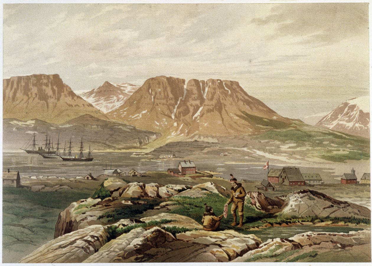 Eskymáci a osídlení – v „Pobřeží polárního moře, vyprávění o arktické expedici“, Dr. Edward Moos, Marcus Nard & Co, Londýn od Unknown artist