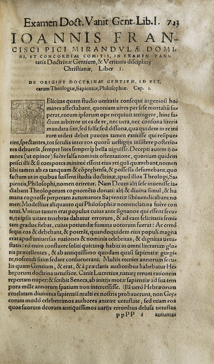 Examination vanitatis doctrinae gentium et veritatis christianae disciplinae od Pico della Mirandola (print) od Unknown artist