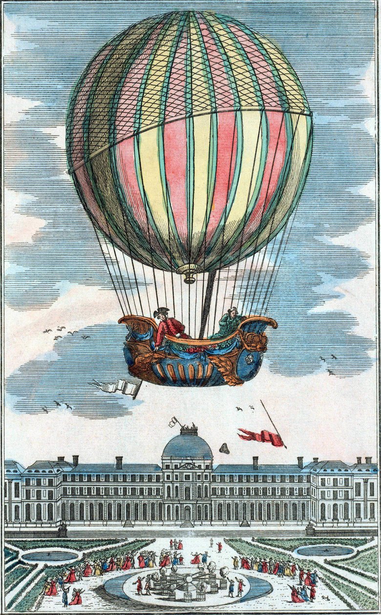 Zkušenost z aerostatického glóbu pana Charlese a Roberta v Tuileries Garden dne 1. prosince 1783. od Unknown artist