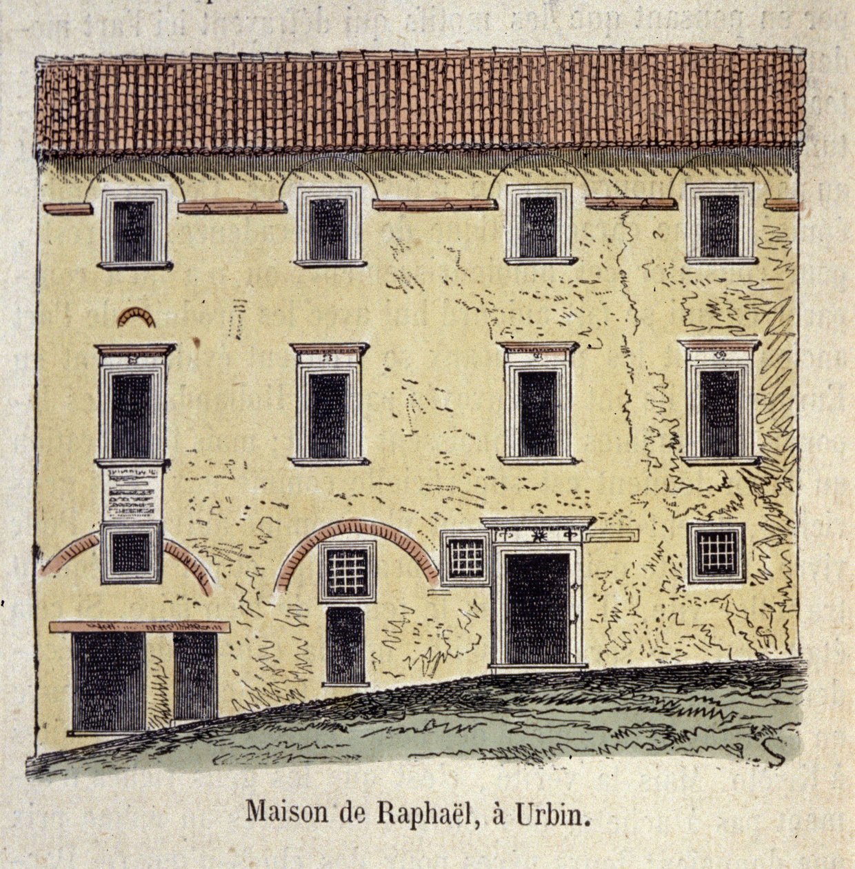 Fasáda domu, kde žil malíř Raffaello Santi (Raphael) (1483 - 1520) v Urbinu v Itálii od Unknown artist
