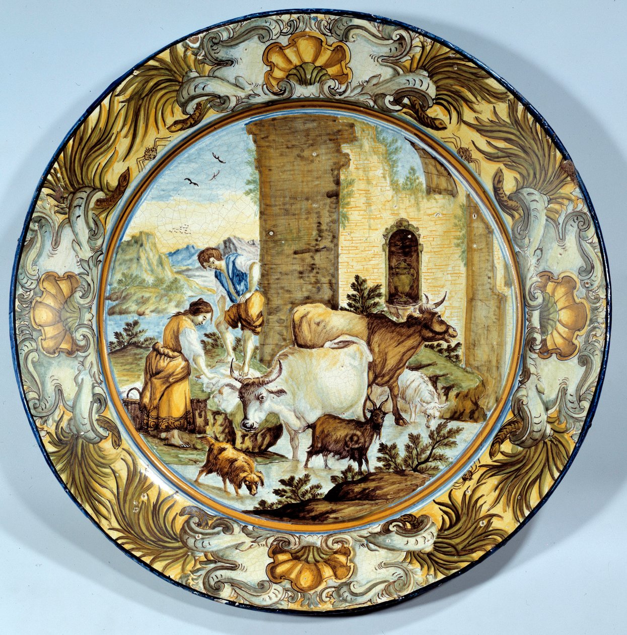 Fajánsový pokrm představující pastorační scénu. Paříž 18. století. Musee du Louvre od Unknown artist