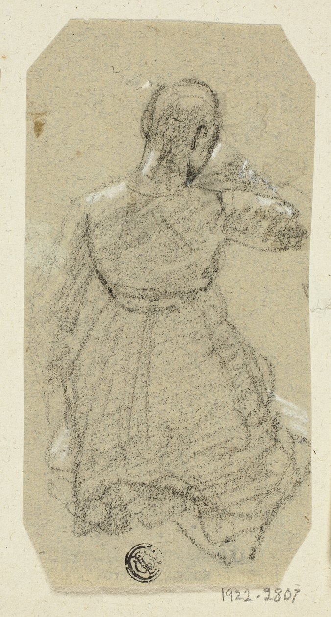 Klečící ženská postava při pohledu zezadu od Unknown artist