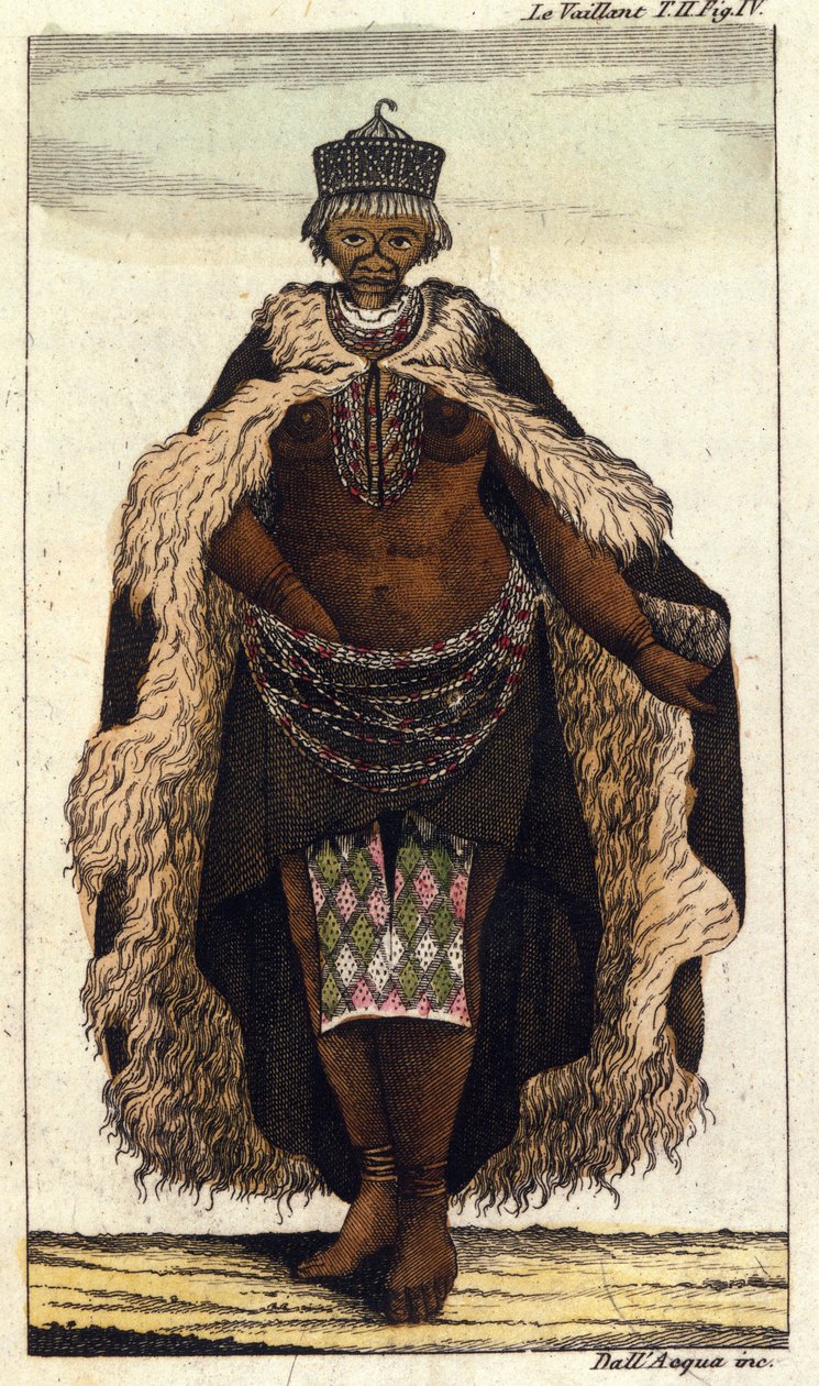 Členka jihoafrického kmene Hotentotů, rytina z roku 1820. od Unknown artist