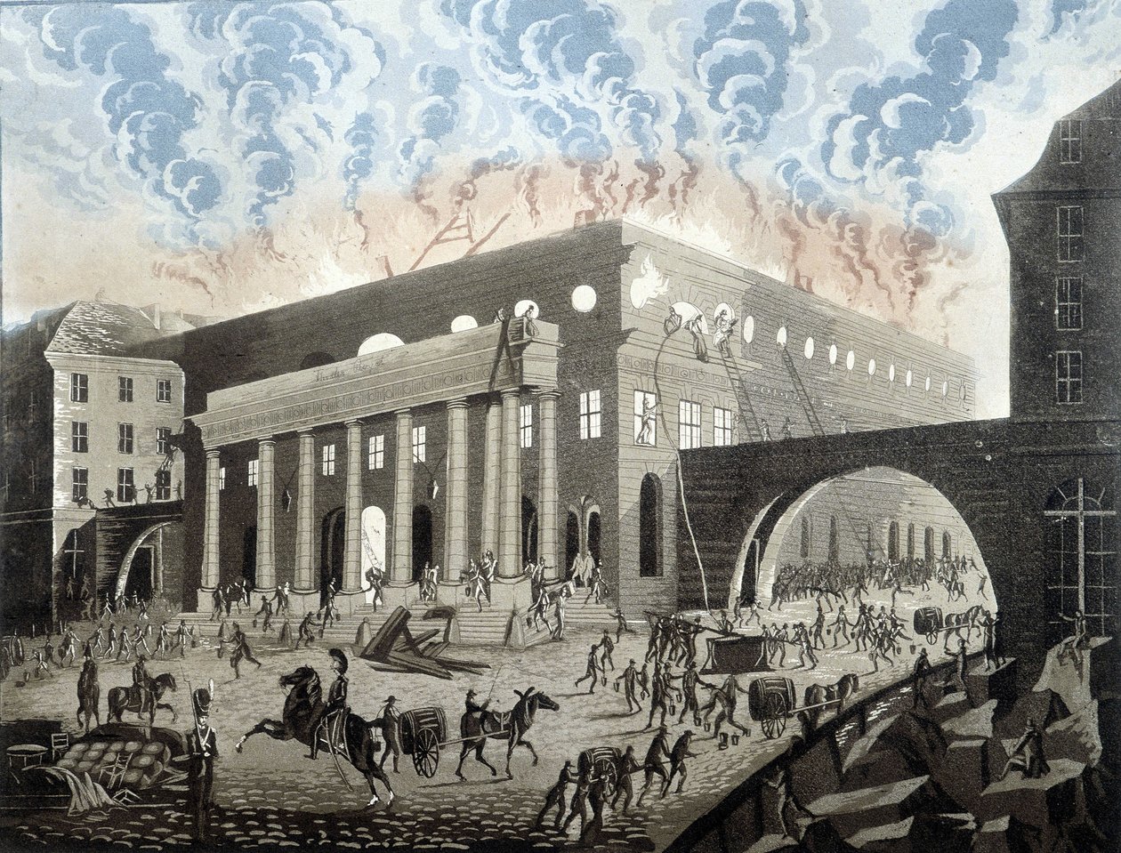 Požár Odeonu v Paříži v roce 1820. od Unknown artist