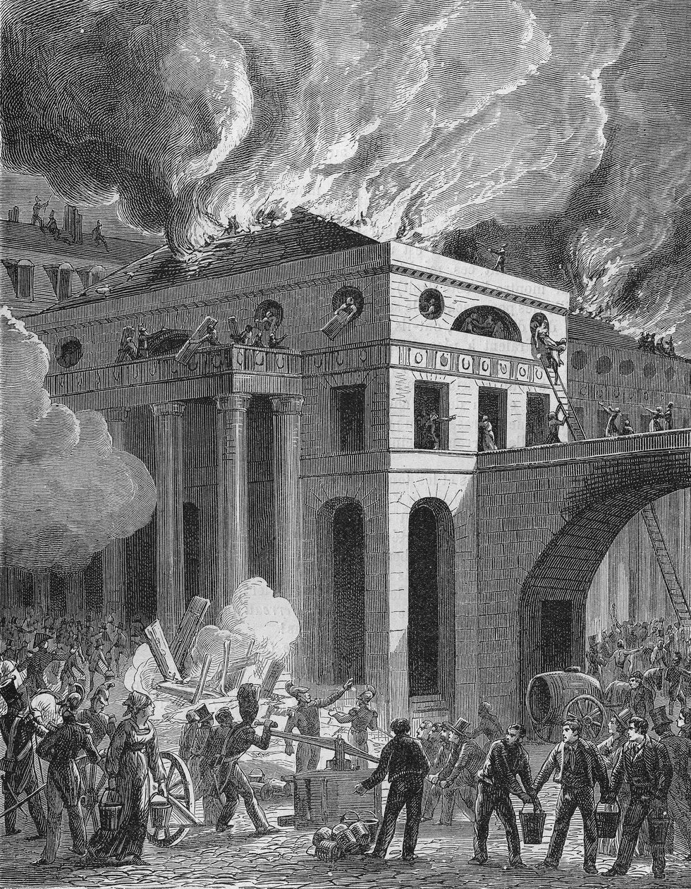 Požár divadla Odeon v Paříži v roce 1820/ od Unknown artist