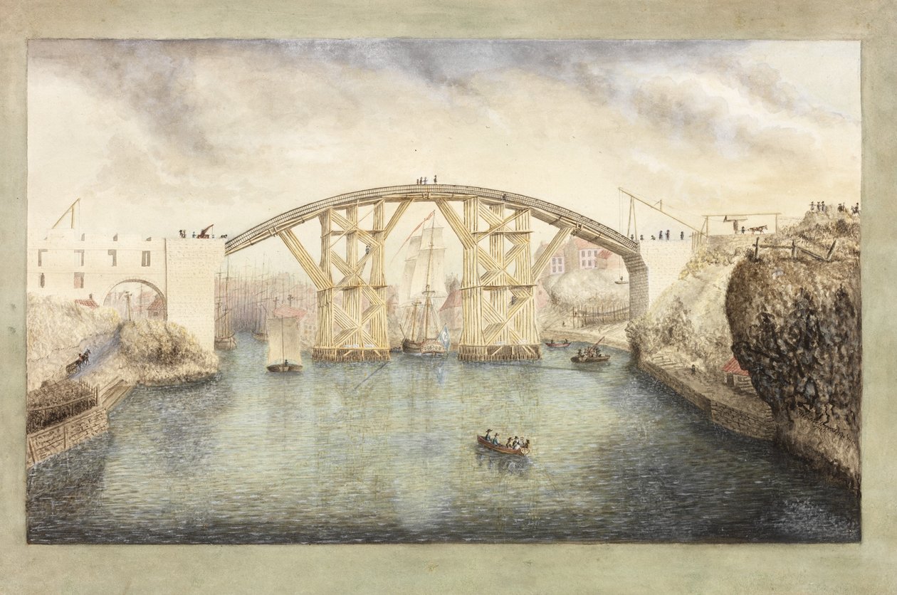 První Sunderlandský most ve výstavbě od Unknown artist