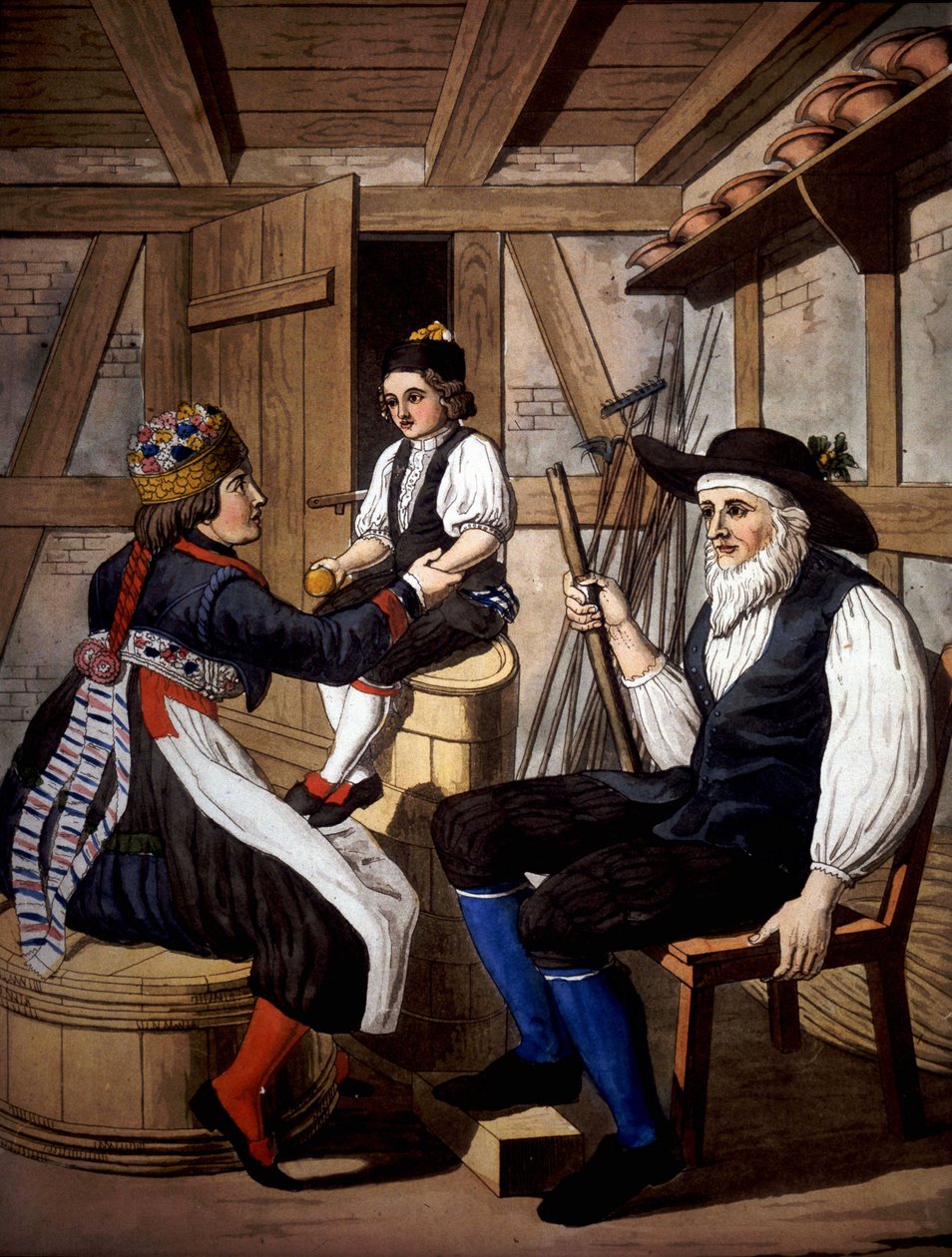 První přijímání švýcarských kalvinistů. 19. století. od Unknown artist