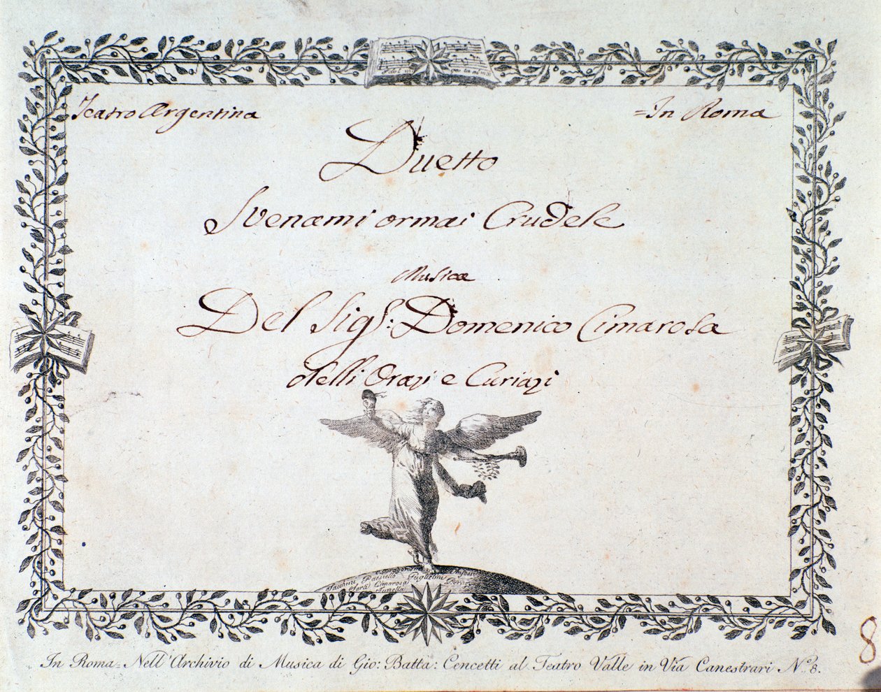 První stránka hudební partitury Svenami nyní kruté, v Gli Orazi e i Curiazi od Domenica Cimarosa, c. 1798 od Unknown artist