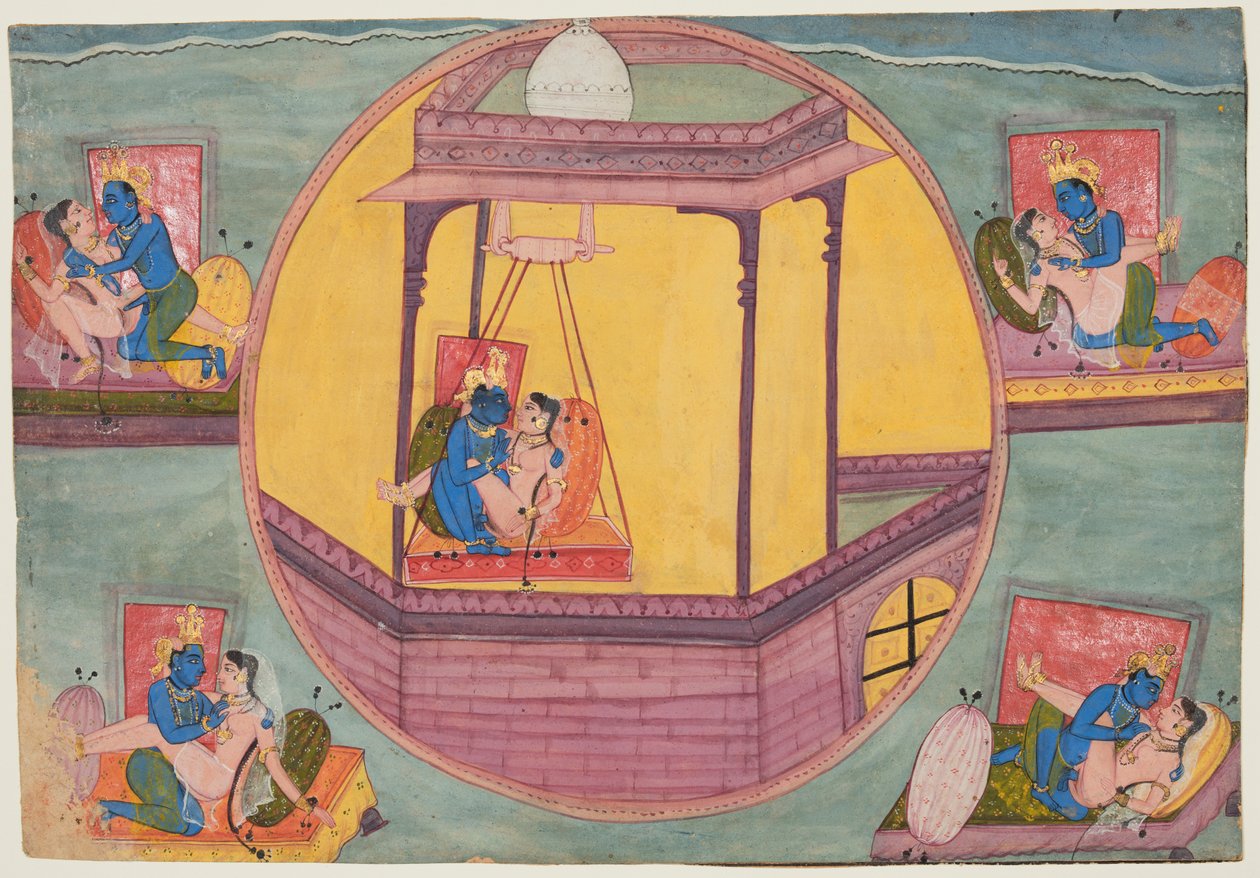 Pět póz milování Krišny, z Bikaner Bhagavata Purana od Unknown artist