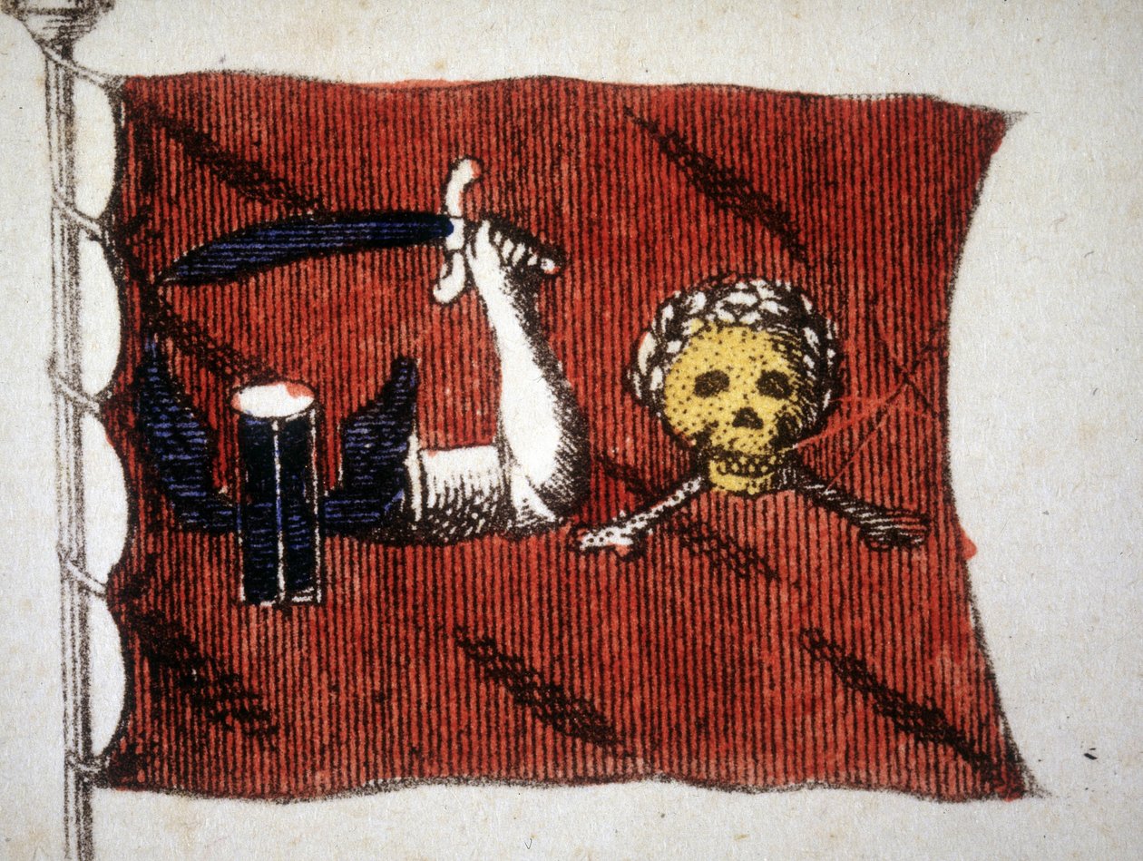 Vlajka barbarských pirátů, rytina z konce 18. století. od Unknown artist