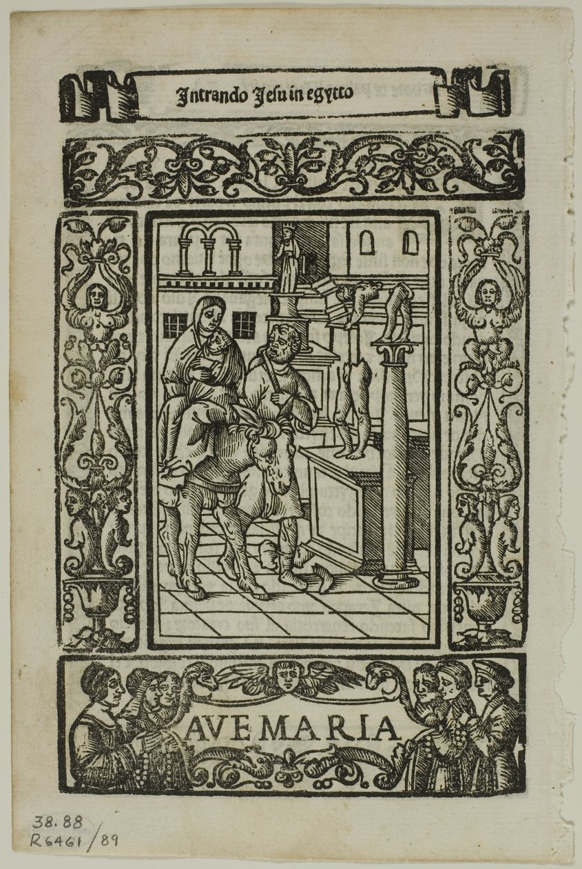 Útěk do Egypta z Rosario della V. Maria od Castellana, deska 89 z dřevořezů z knih XVI. století od Unknown artist