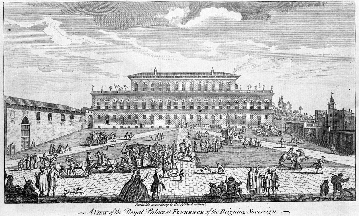 Florencie: Pohled na palác Pitti v polovině 18. století od Unknown artist