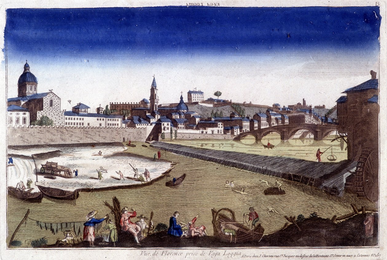Florencie a řeka Arno v 18. století. od Unknown artist