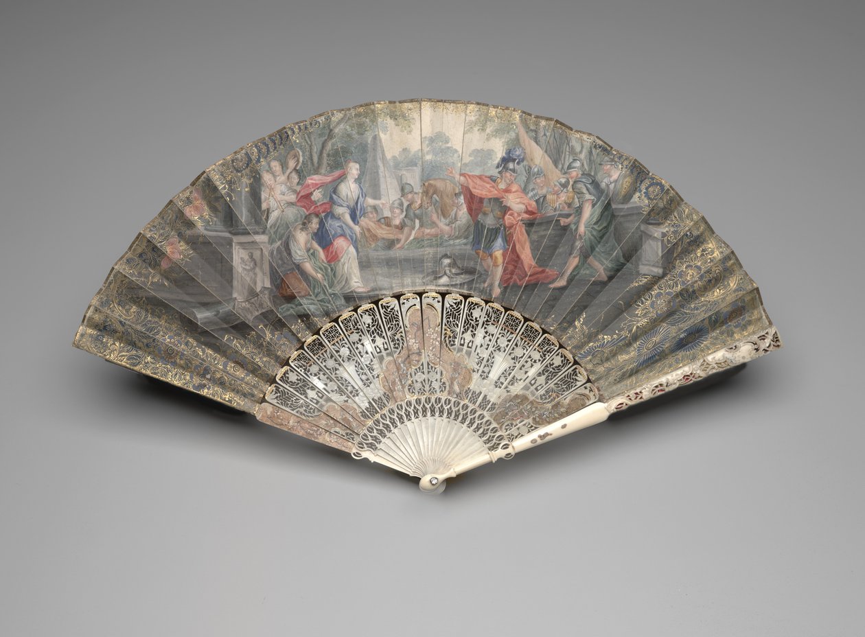 Skládací vějíř s Jeftou, která se setkala se svou dcerou, kolem 1740-50 od Unknown artist