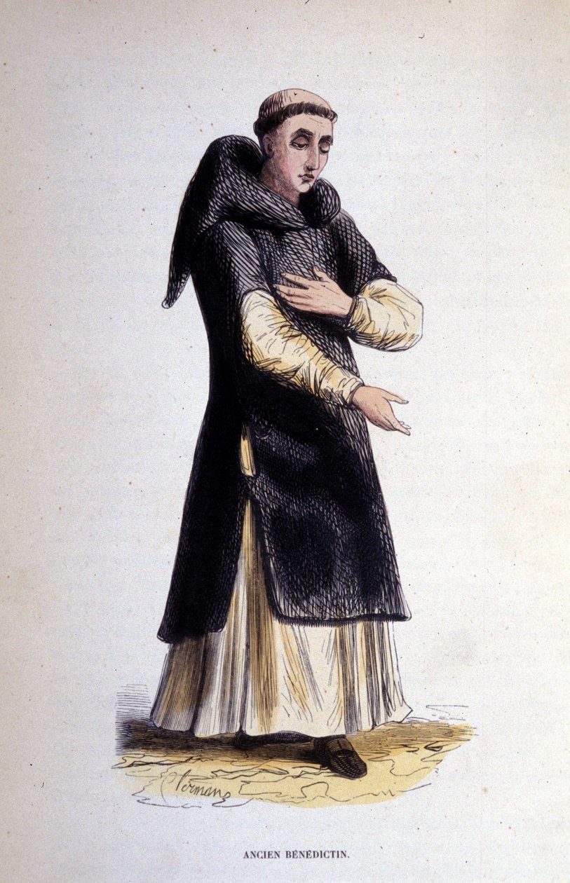 Bývalý benediktin. Rytina z alba o řeholních řádech, Paříž od Unknown artist