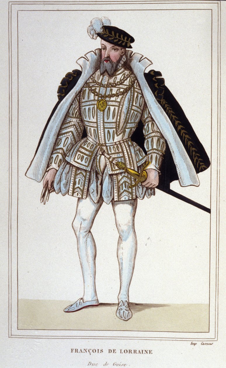 François de Lorraine (1519-1563). Vévoda z Aumale, poté 2. vévoda z Guise. Francouzský generálporučík. Rytina z roku 1830. od Unknown artist