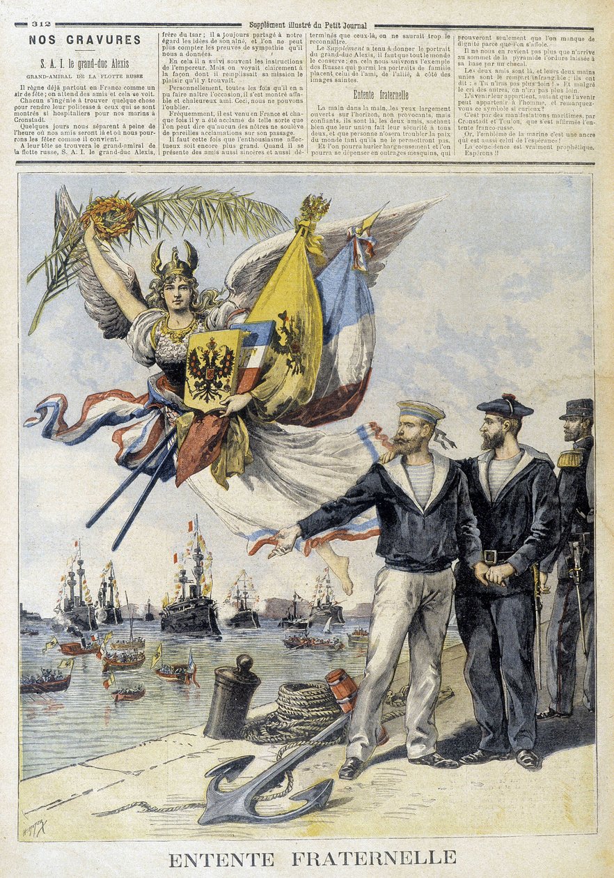 Bratrská dohoda (alegorický obraz francouzsko-ruské dohody) - v „“Le Petité Journal““ od Unknown artist