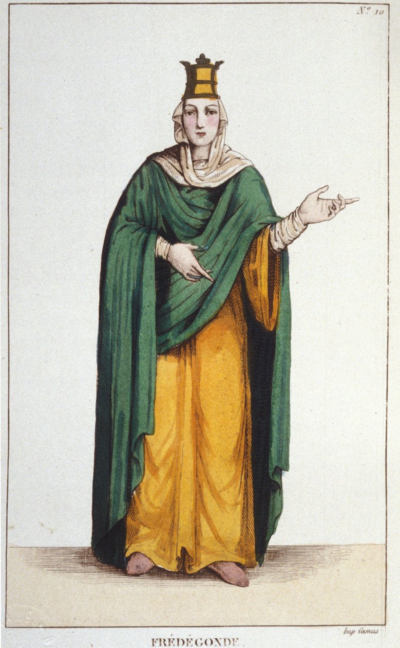 Frédegonde. Rytina Queen of Neustria (545-597) z roku 1830 od Unknown artist