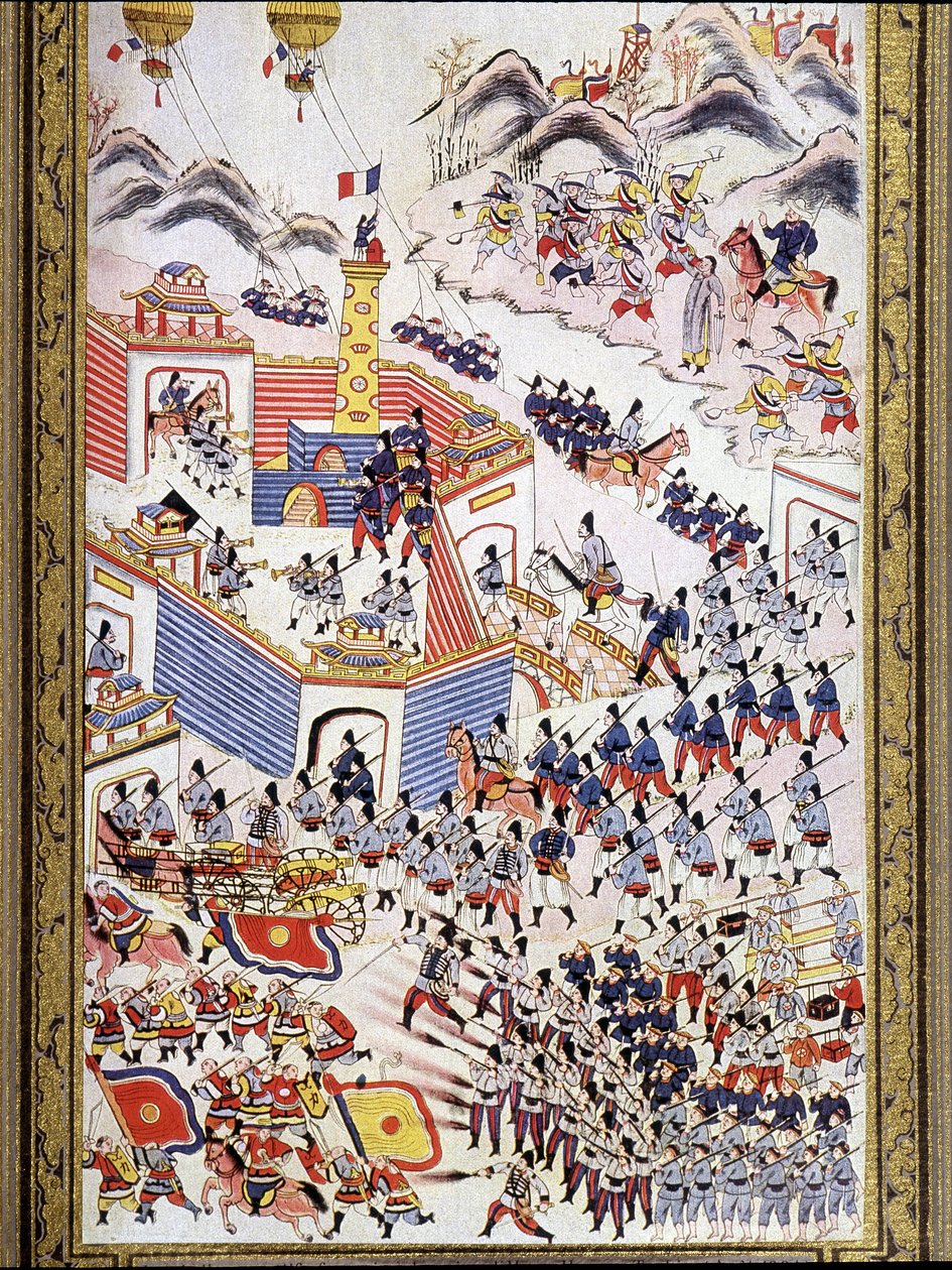 Francouzské balóny v zajetí při dobytí Hong Hoa v Tonkinu, srpen 1884. od Unknown artist