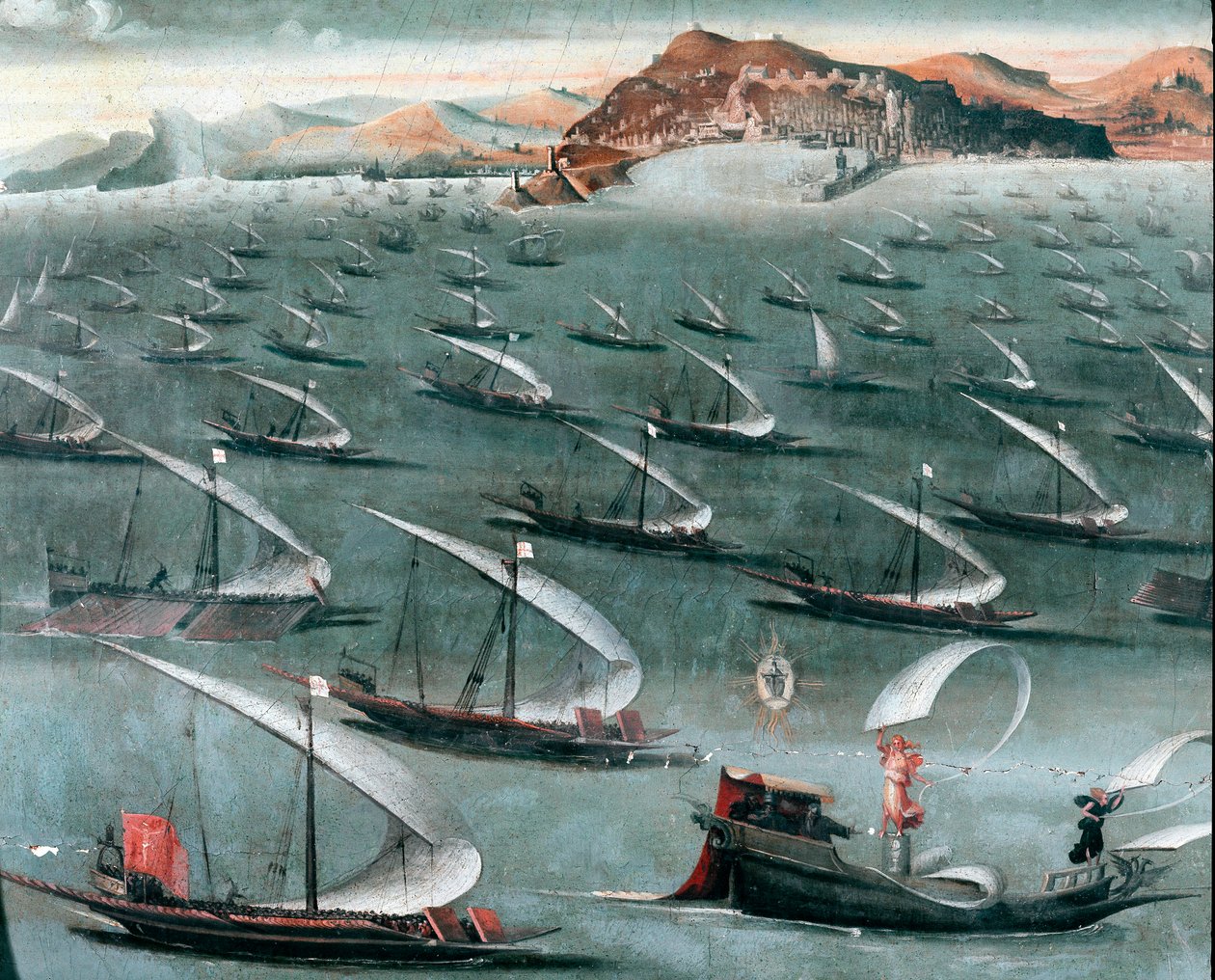 Francouzská flotila u města Janov (malba od Unknown artist