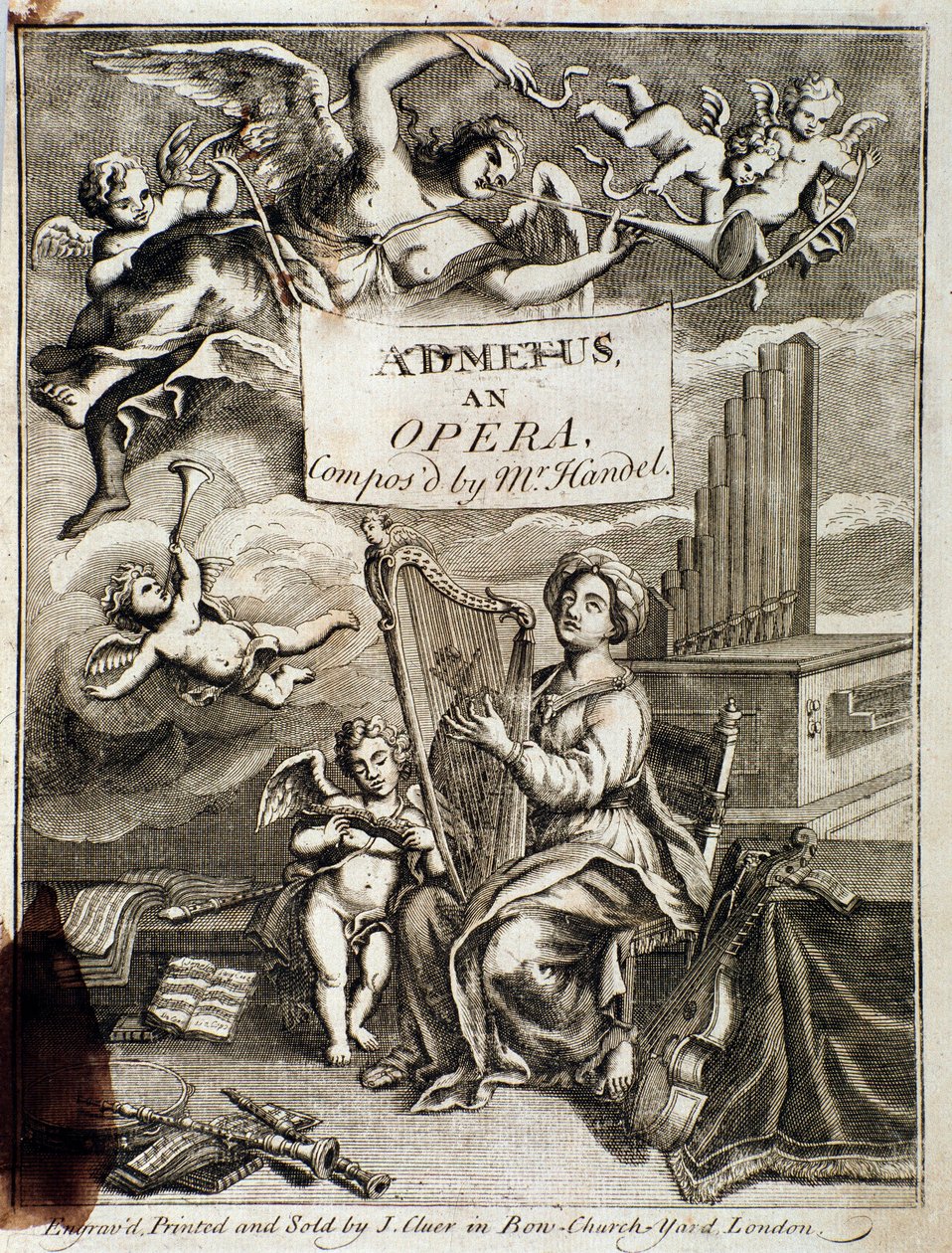Přední strana Admetus”” opery složil Georg Friedrich Handel (nebo Händel) (1685-1759)”” rytina. 18. století. Bologna, civilo museo musico od Unknown artist