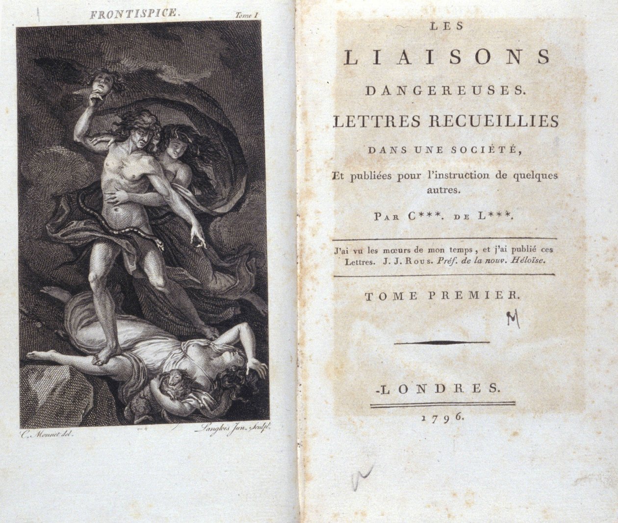 Frontispis a titulní strana knihy “”Dangerous Liaisons”” od Choderlose de Laclose, Londýn od Unknown artist