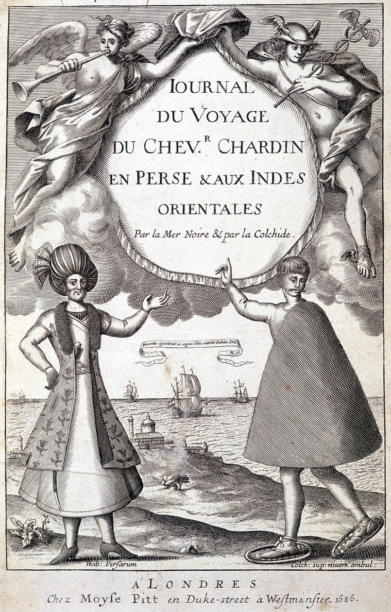 Frontispice of “” Deník z cesty rytíře Chardina, Persie a východní Indie, u Černého moře a Colchide””” od Unknown artist