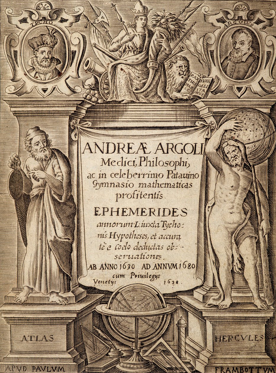 Frontispice "Ephemerides" s Herkulem a Atlasem od Andrease Argoliho od Unknown artist