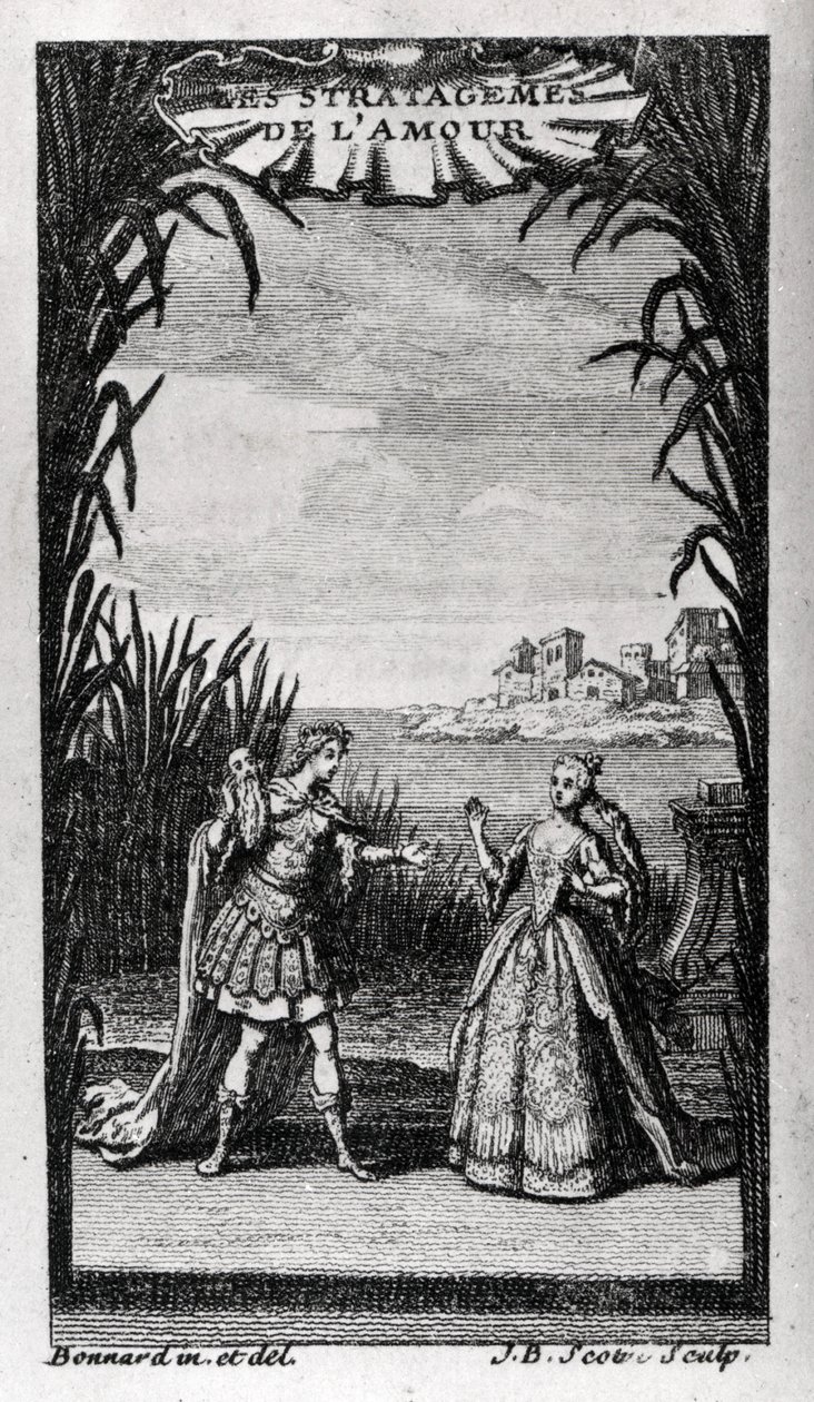 Frontispis „Les Stratagemes de l’amour““ od Pierre-Charlese (Pierre Charles) Roye, francouzského libretisty (1683-1764) pro balet opery nebo heroický balet Destouches Andre Cardinal (1672-1749). 1726. od Unknown artist