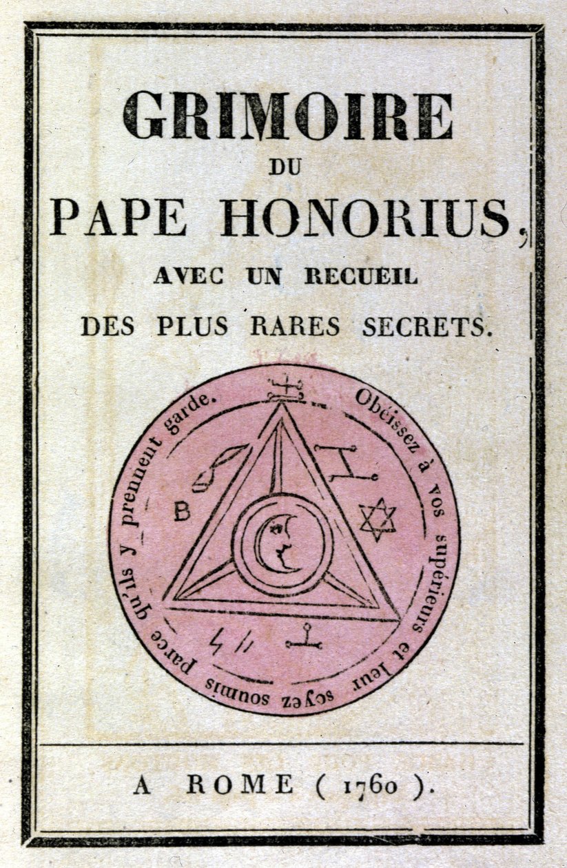 Frontispis grimoáru papeže Honoria sloužící k vyvolávání démonů. od Unknown artist