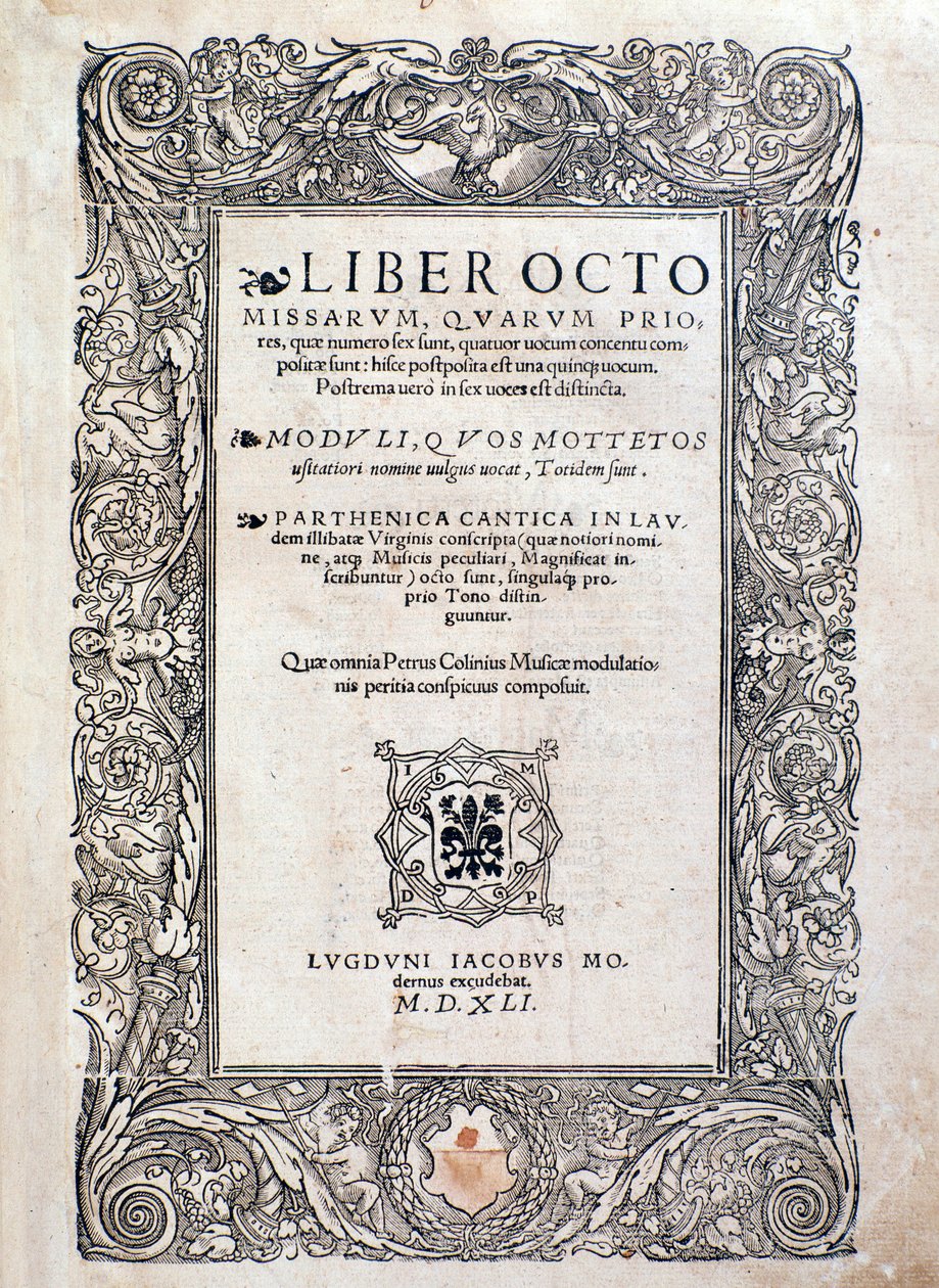 Frontispis z Liber octo Missarum (1541) od Unknown artist
