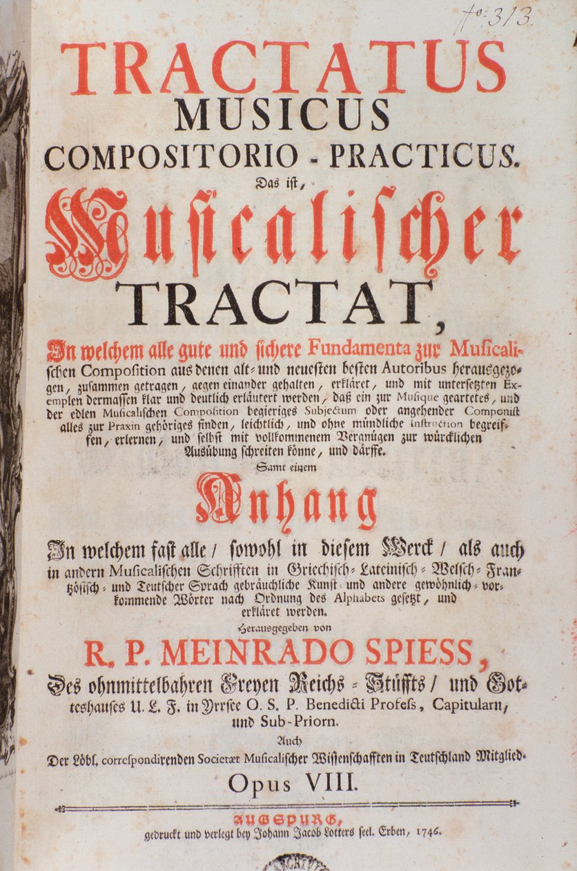 Frontispis Tractatus musicus od Meinrada Spiesse od Unknown artist