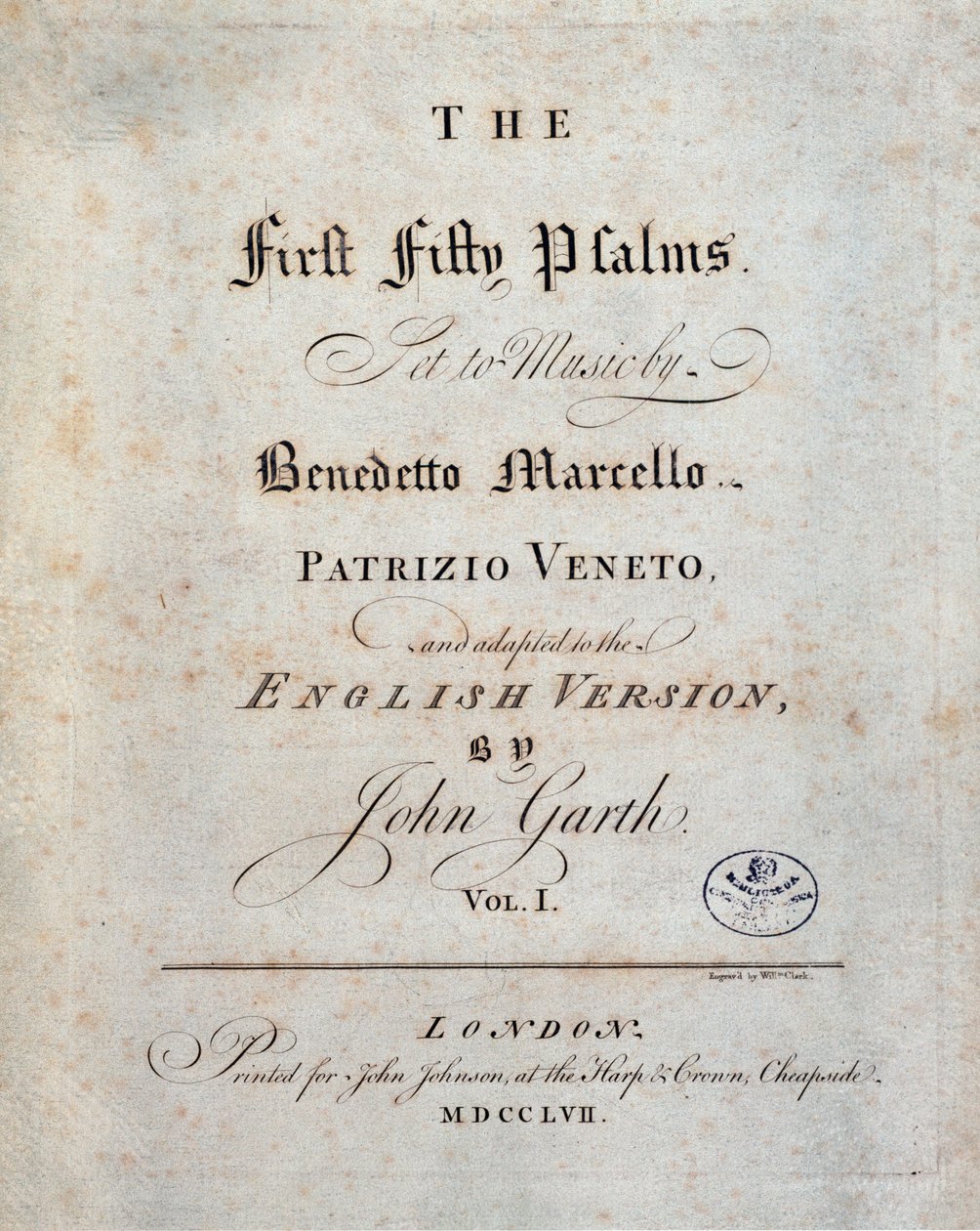 Frontispis padesáti prvních žalmů od Benedetta Marcella od Unknown artist