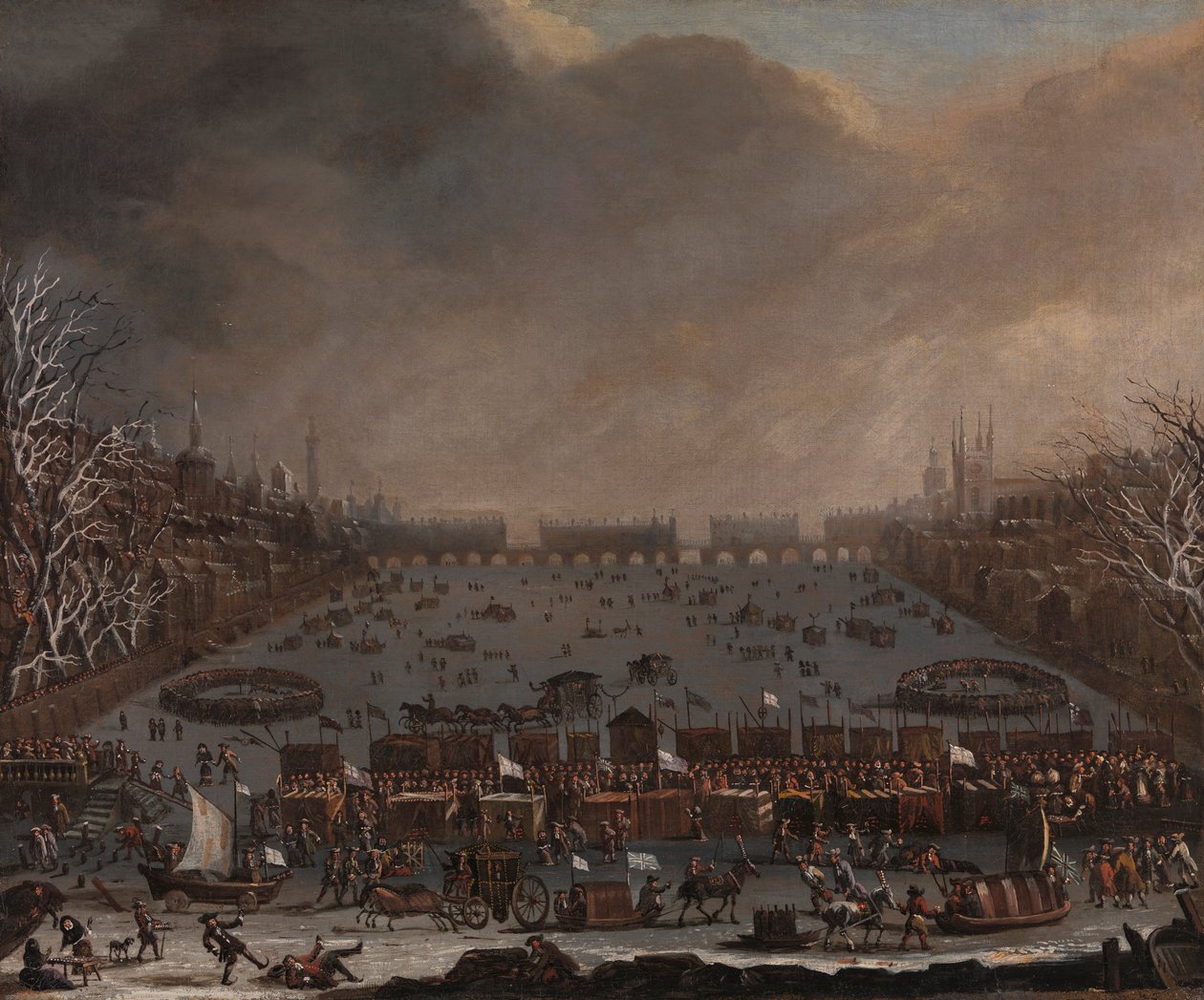 Frost Fair na Temži, s Old London Bridge v dálce od Unknown artist