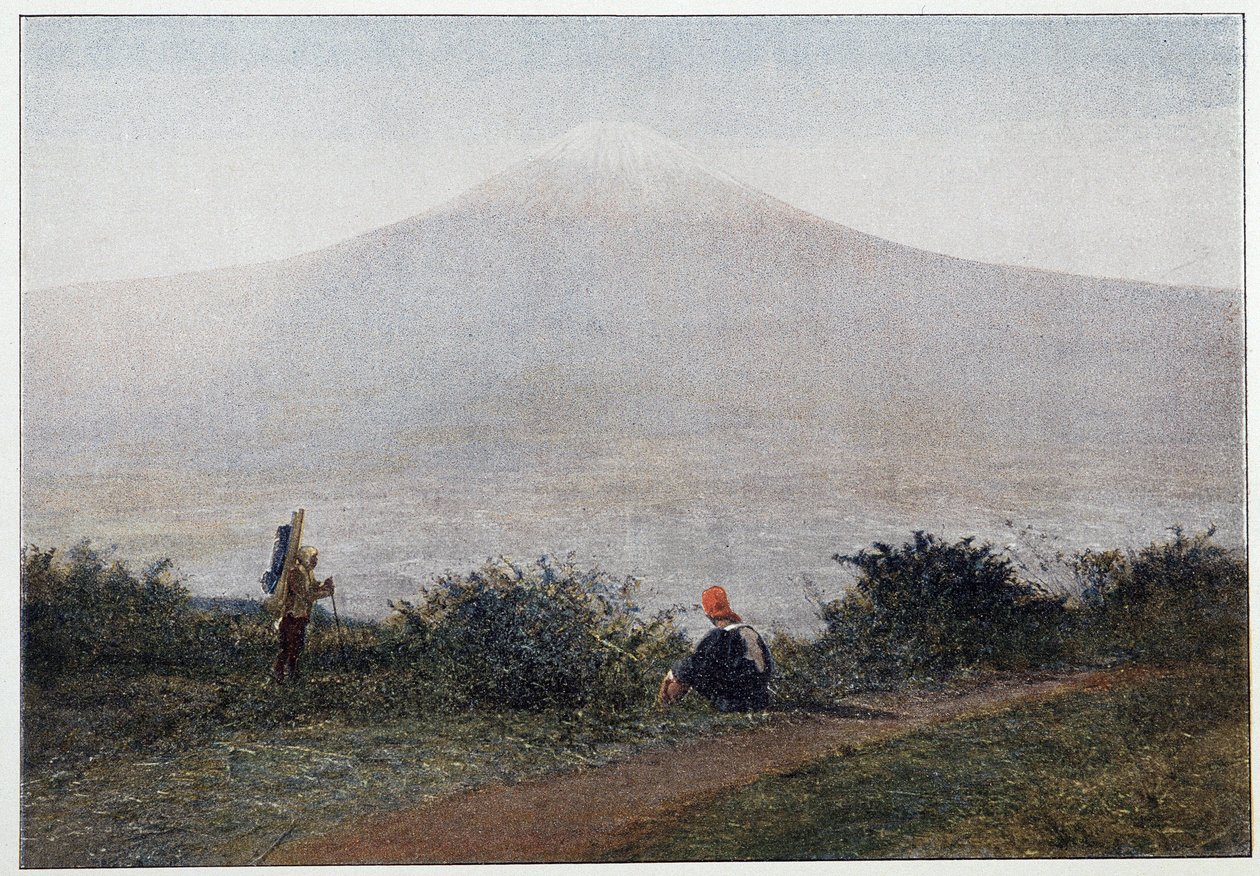 Fudžijama, japonská sopka - fotografie, konec 19. století od Unknown artist