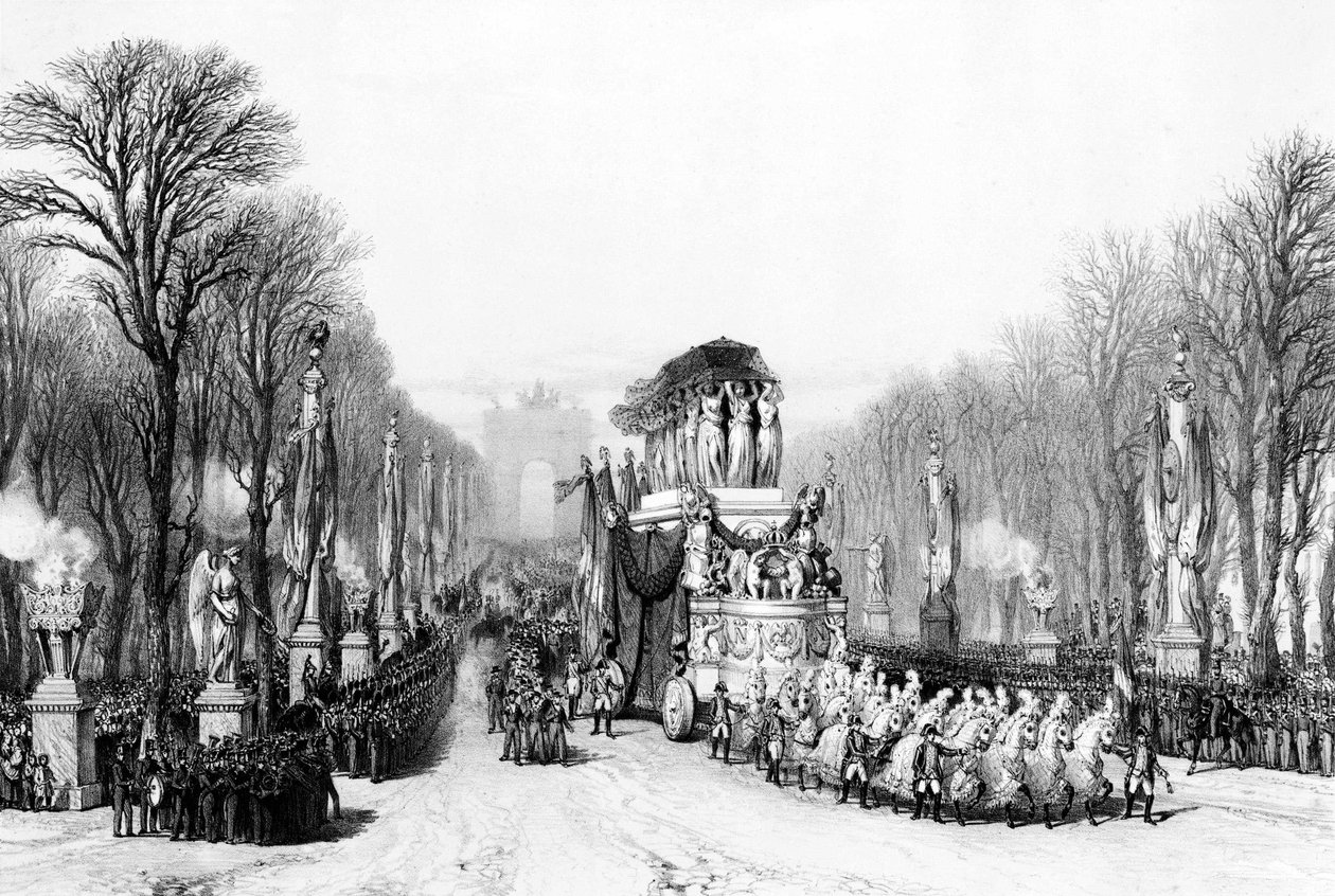 Pohřeb císaře Napoleona Bonaparta. Návrat popela císaře Napoleona I. na Champs-Elysées v Paříži od Unknown artist