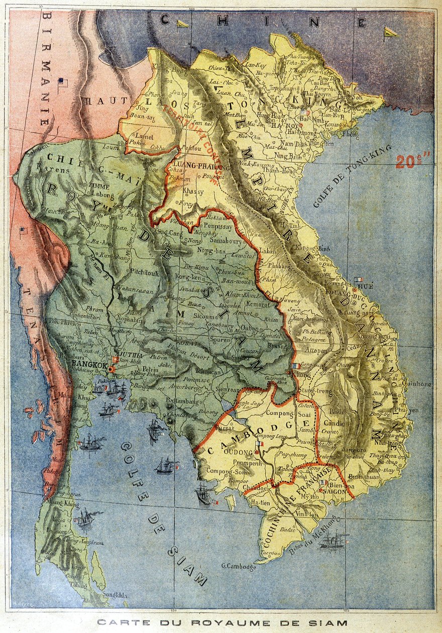 Zeměpisná mapa království Siam - v „“Le petit journal““ od Unknown artist