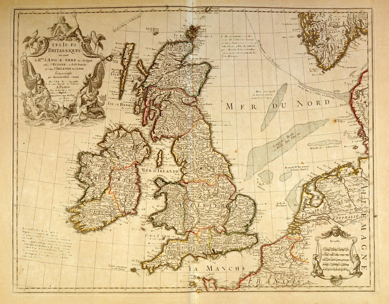 Zeměpisná mapa představující Anglii a Irsko. Atlas G. Delysle od Unknown artist