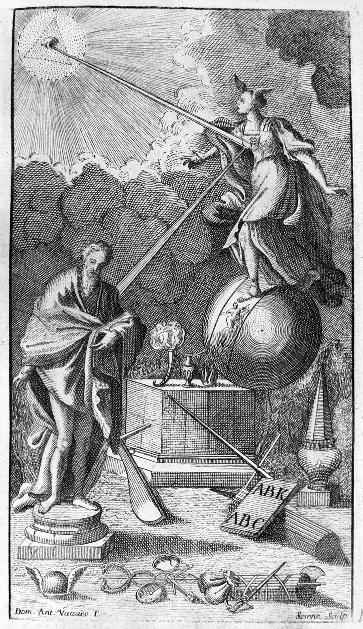 Giambattista Vico. Také nazývaný Giovanni, Gian Battista, Jean Baptiste nebo Jean-Baptiste. Antiporta (falešný název) „La Scienza Nuova“, Neapol 1744. od Unknown artist