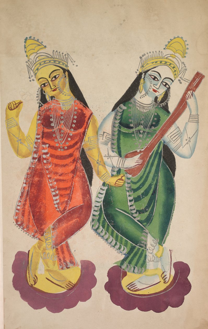 Bohyně Lakshmi a Sarasvati (verze) od Unknown artist
