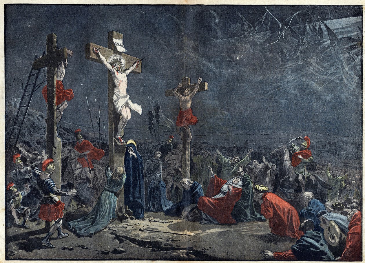 Velký pátek: ukřižování Ježíše Krista (Ježíše Krista). Ilustrace v “” le Pelerin”” z 3. dubna od Unknown artist