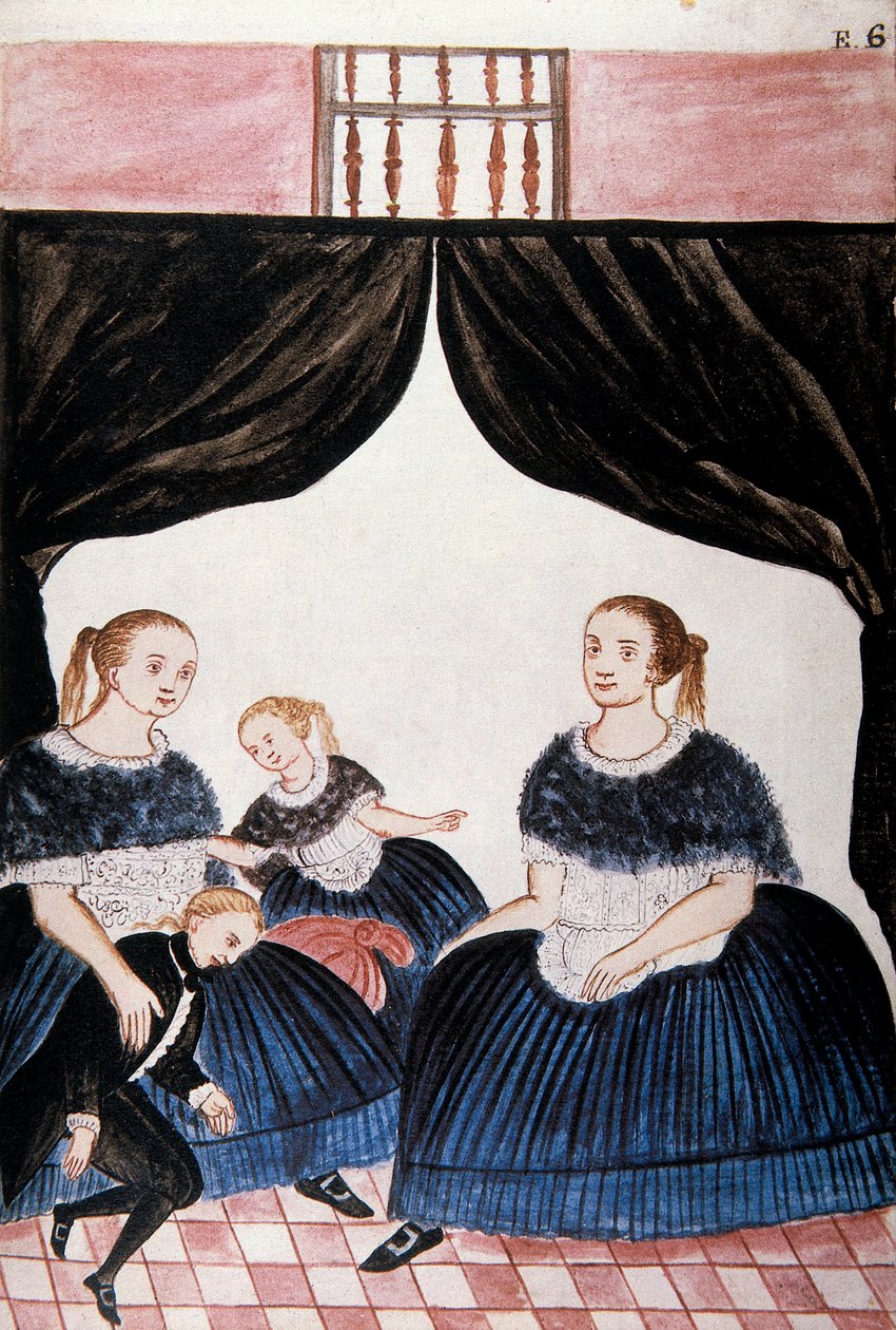 Skupina truchlících žen z knihy „Trujillo del Peru“ nebo „Códice Martínez Compañón“, od Baltazara Martineze Compañón y Bujanda, biskupa z Trujillo (1782-1785) od Unknown artist
