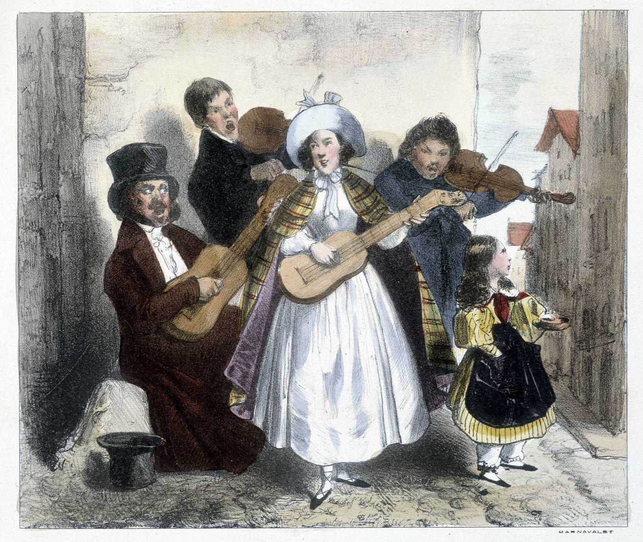 Skupina pouličních hudebníků, konec 19. století od Unknown artist