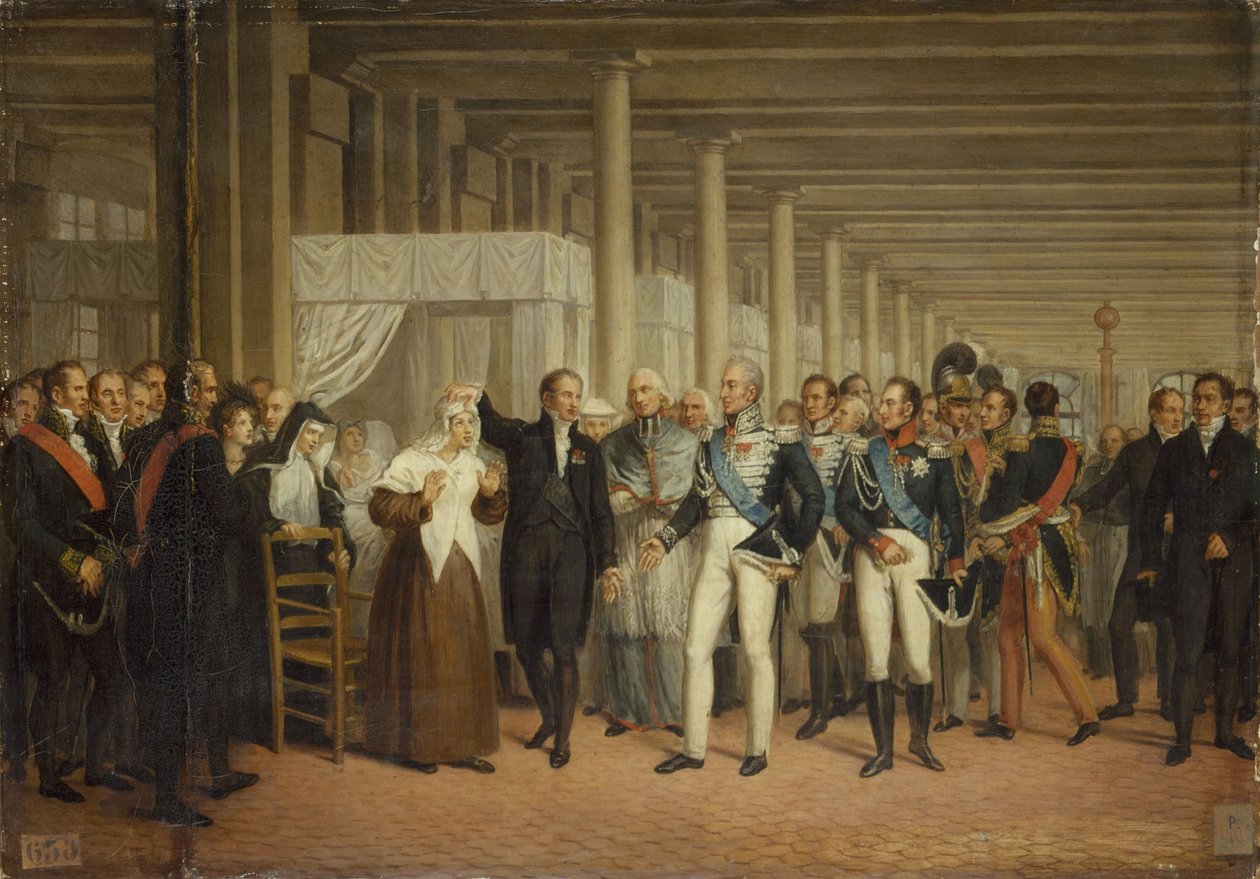 Guillaume Dupuytren (1777-1835) v Hôtel-Dieu představuje Karlu X. operaci oka, asi 1825 (olej na plátně) od Unknown artist