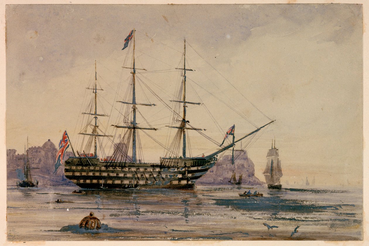 HMS Victory Portsmouthský přístav, 24. října 1858 od Unknown artist