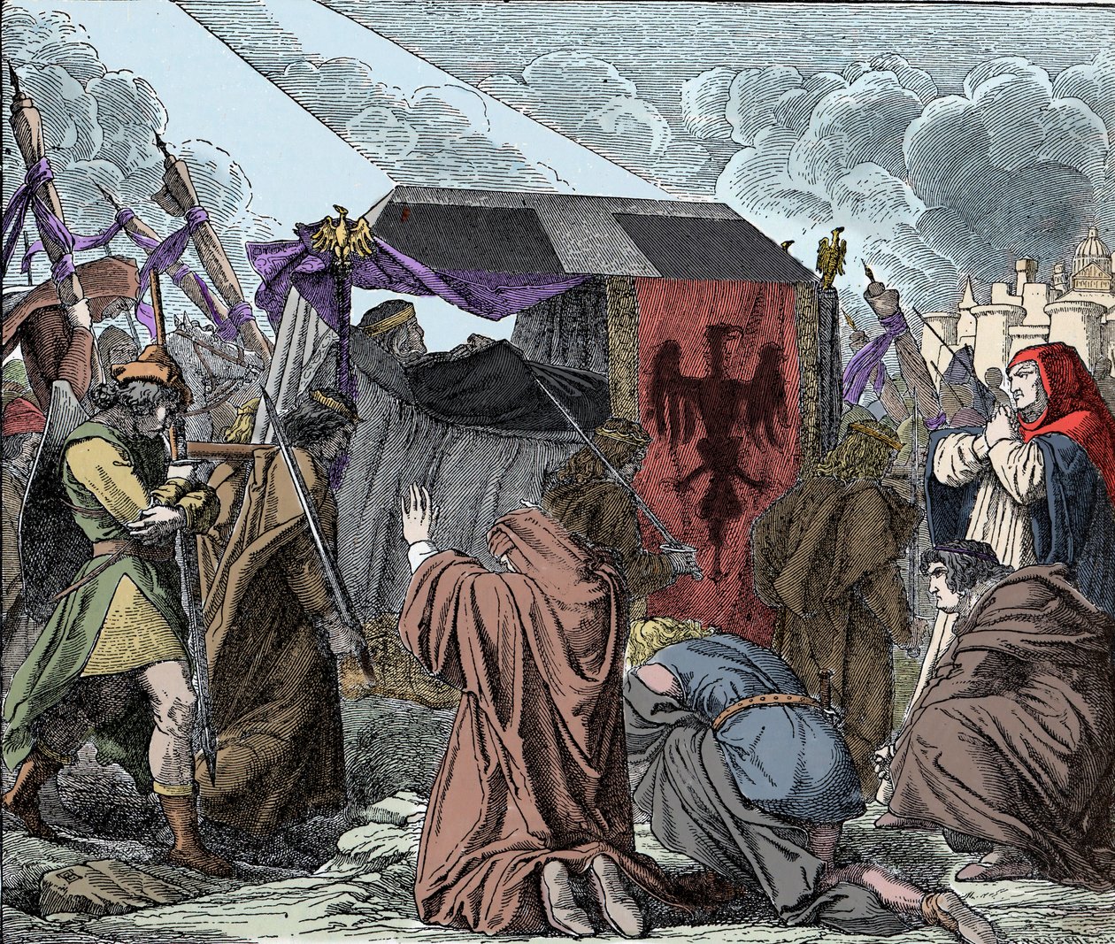 Jindřich VII. oplakaný svým lidem - Pohřeb Jindřicha VII. Lucemburského (asi 1275-1313), císaře Římanů - od Unknown artist