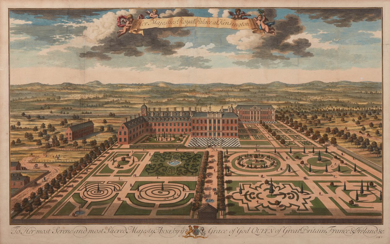 Královský palác Jejího Veličenstva v Kensingtonu, kolem 1707-14 (tisk) od Unknown artist