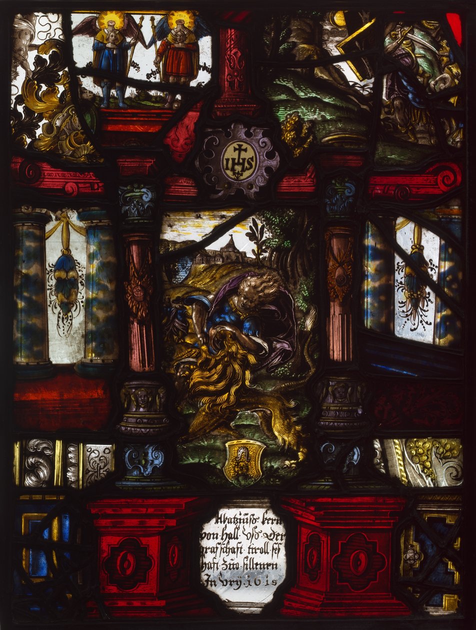 Heraldický panel Samson a lev od Unknown artist