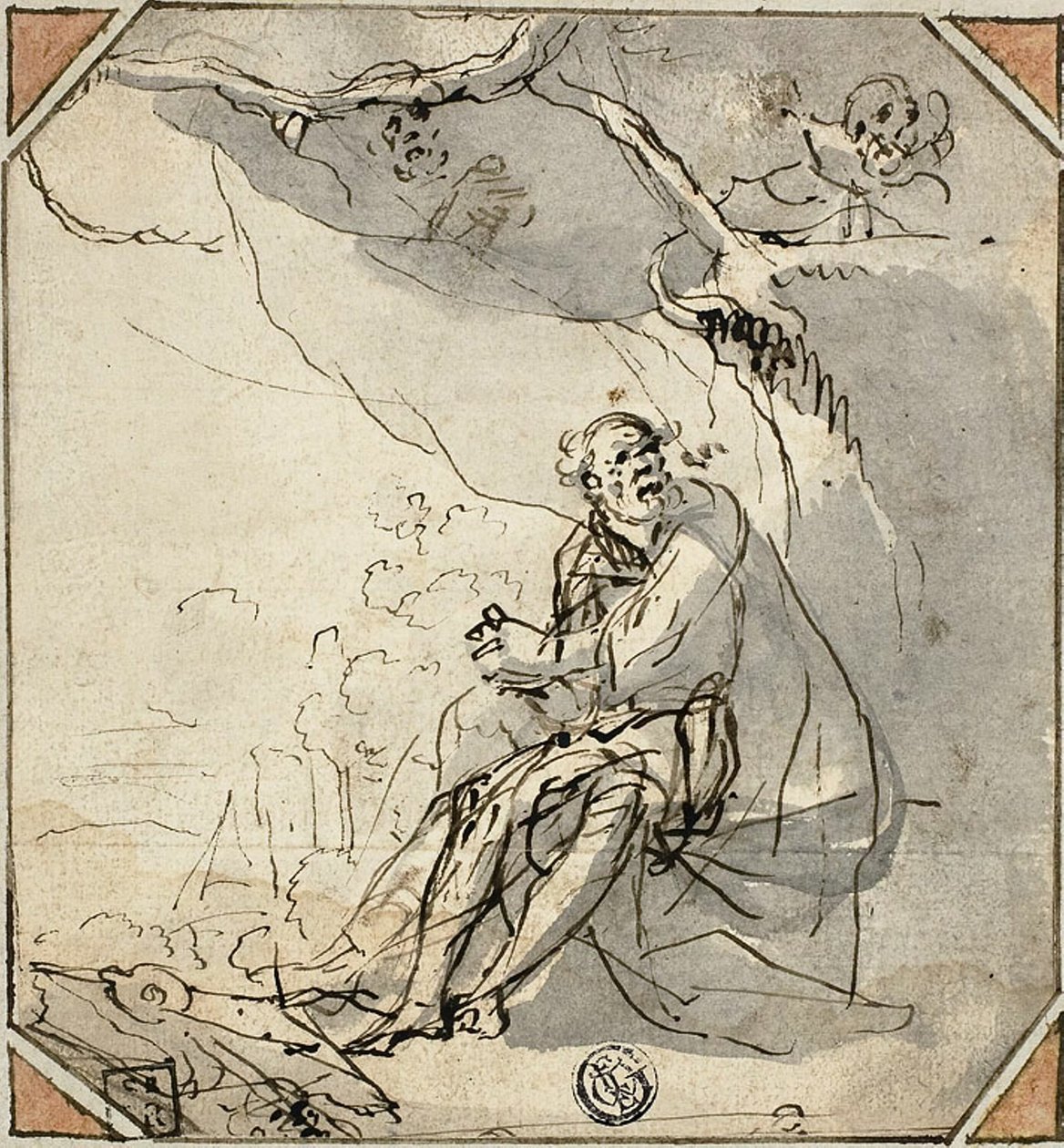 Svatý poustevník v jeskyni od Unknown artist