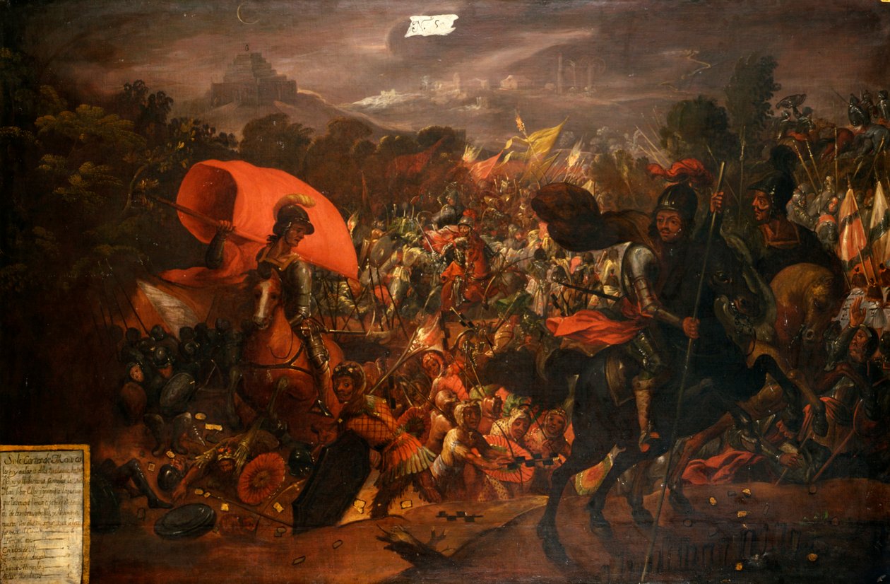 Hernan Cortes prchající z hlavního města Aztéků od Unknown artist